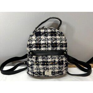 Madden NYC Tweed Mini Backpack With Chain Handle & Adjustable Straps